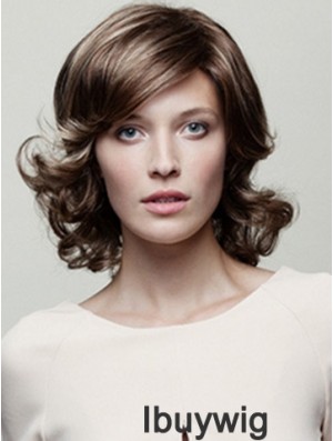 Classic Brown Wavy Chin Length 10 inch Top Medium Wigs