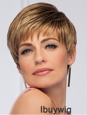 Synthetic Brown Boycuts Straight 5 inch Short Wigs