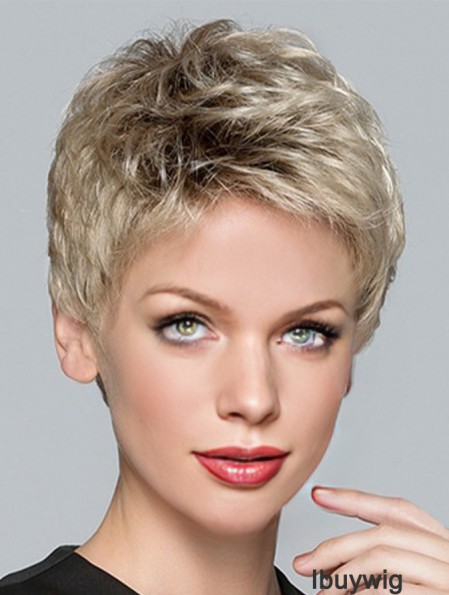 Boycuts Blonde Synthetic Straight 3 inch Short Hair Wigs