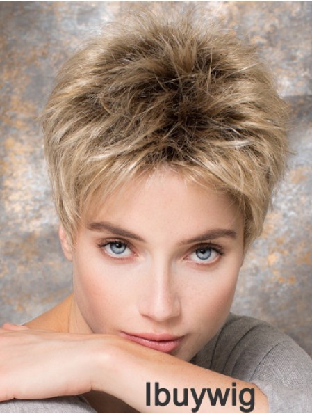 4 inch Blonde Synthetic Boycuts Straight Short Hair