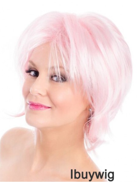 Straight Bobs Pink 8 inch Capless Wig Fashion