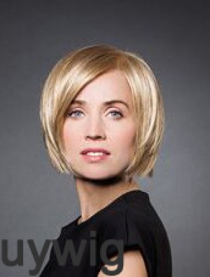 10 inch Straight Blonde Synthetic Chin Length Monofilament Wig Bob
