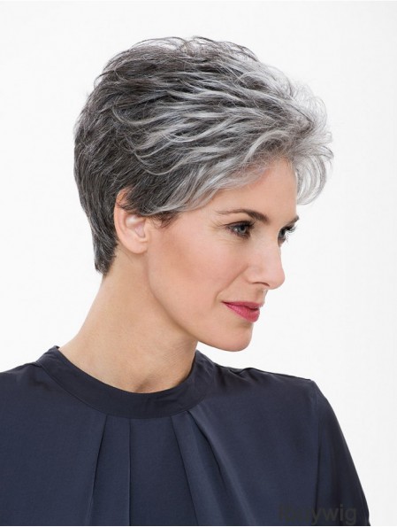 Comfortable Capless 7 inch Short Synthetic Straight Grey Wig