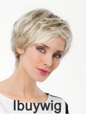 Platinum Blonde Boycuts Short 8 inch Straight Synthetic Monofilament Wig Sale