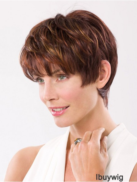 Straight Boycuts Capless 8 inch Auburn Cropped Synthetic Hair Wig