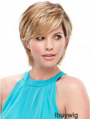 Short Straight Layered Blonde Modern 100% Hand-tied Wigs