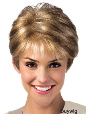 Blonde Lace Front Wig With Synthetic Layered Cut Short Length