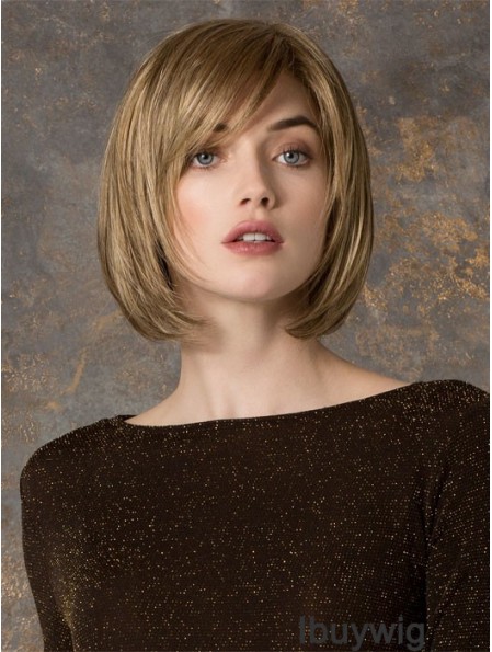 Chin Length Straight Monofilament Blonde Gorgeous Bob Wigs