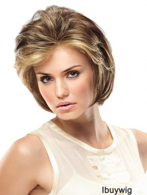 Monofilament Hand Tied Wigs Lace Front Blonde Color Short Length Wavy Style