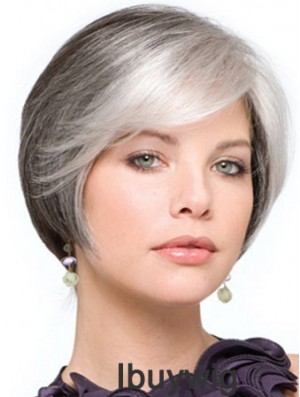 Grey Wig With Lace Front Grey Cut Straight Style