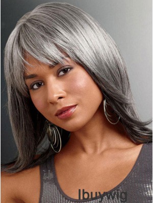 Wigs For The Older Lady UK With Lace Front Straight Style Grey Cut