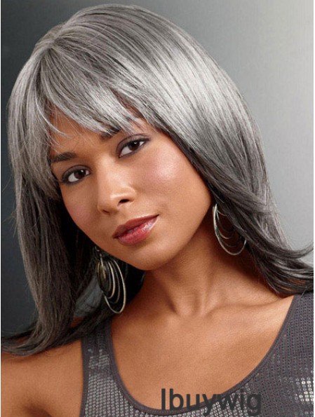 Wigs For The Older Lady UK With Lace Front Straight Style Grey Cut