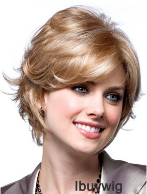 Cheap Monotop Wigs With Monofilament Blonde Color Short Length