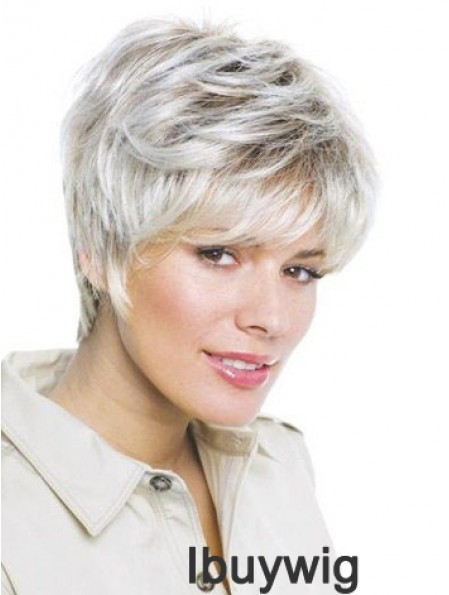 Synthetic Amazing Short Wavy Grey Wigs