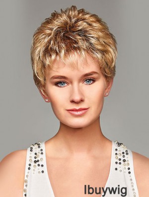 Mono Hair Toppers UK Cropped Length Blonde Color Curly Style Boycuts