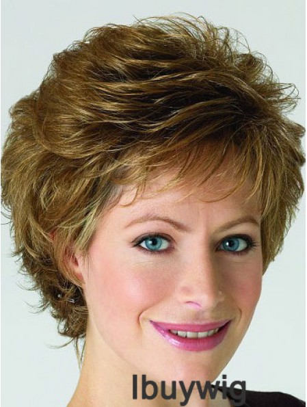 Monofilament Lace Front Wigs Blonde Color Short Length Layered Cut