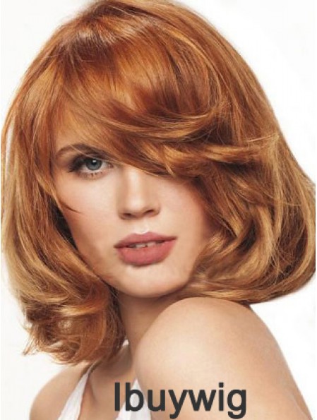 Chin Length Wavy Monofilament Auburn Best Bob Wigs