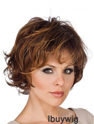 Synthetic Lace Front Wigs Layered Cut Wavy Style Short Length