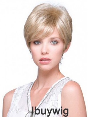 Incredible Blonde Short Straight Boycuts Monofilament Wigs