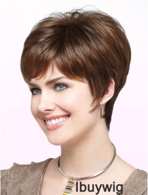 Fabulous Auburn Cropped Straight Boycuts Monofilament Wigs