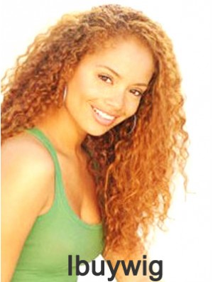 Curly Without Bangs Long Auburn Soft Lace Front Wigs