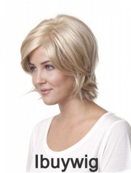 10 inch Blonde Chin Length Layered Straight Discount Lace Wigs