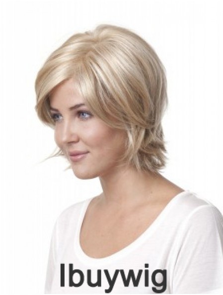 10 inch Blonde Chin Length Layered Straight Discount Lace Wigs