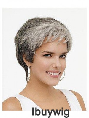 Synthetic Natural Short Wavy Grey Wigs