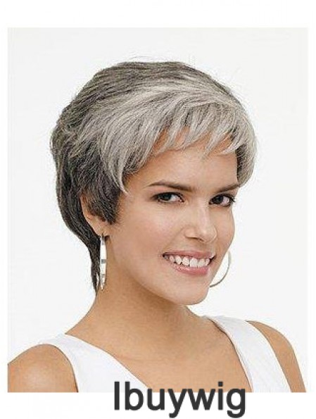 Synthetic Natural Short Wavy Grey Wigs