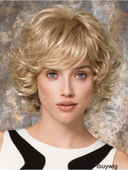 Layered Blonde Curly Chin Length 10 inch Perfect Medium Wigs