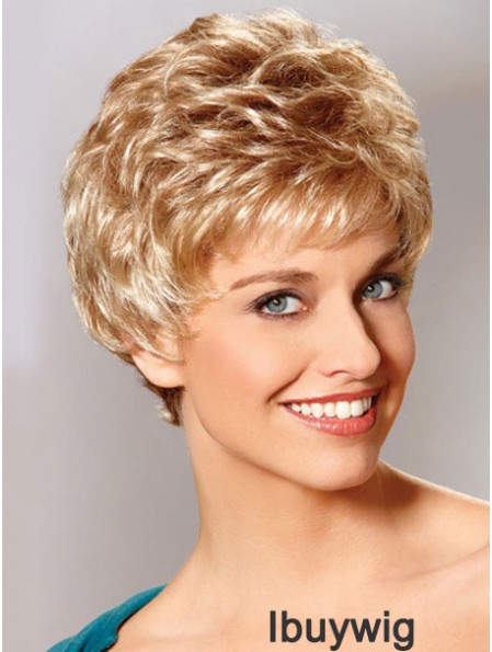 Auburn Boycuts Cropped Wavy Synthetic Petite Hand Tied Mono Wigs