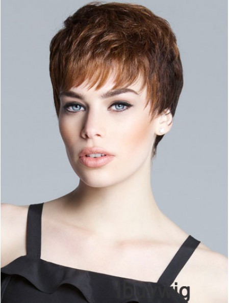 Sassy Brown Cropped Straight Boycuts Lace Front Wigs