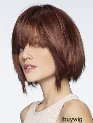 Straight Chin Length Auburn 8 inch Lace Front Fashionable Bob Wigs