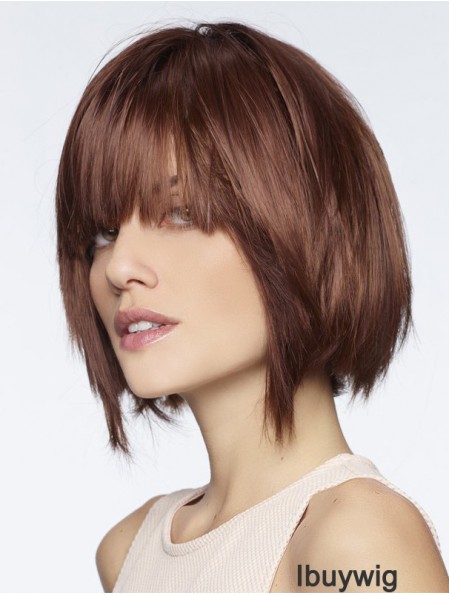 Straight Chin Length Auburn 8 inch Lace Front Fashionable Bob Wigs