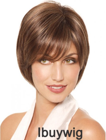 Chin Length Straight Monofilament Brown Fabulous Bob Wigs