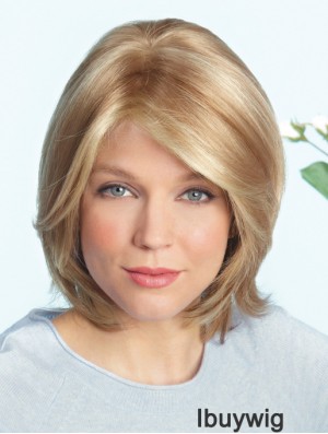 Layered Blonde Straight Shoulder Length 14 inch Ideal Medium Wigs