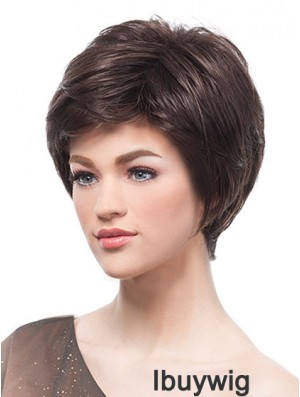 Flexibility Brown Short Straight Boycuts Lace Front Wigs