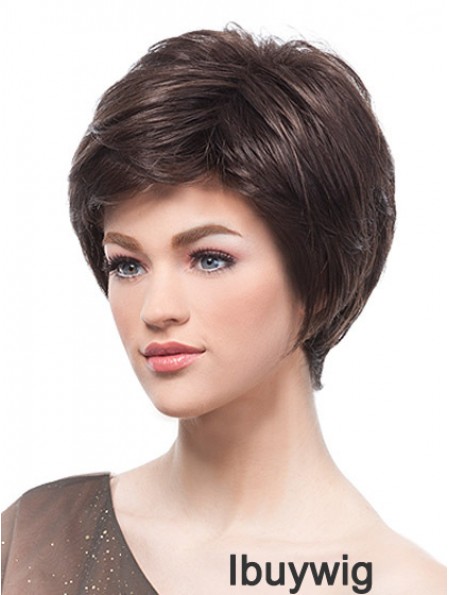 Flexibility Brown Short Straight Boycuts Lace Front Wigs