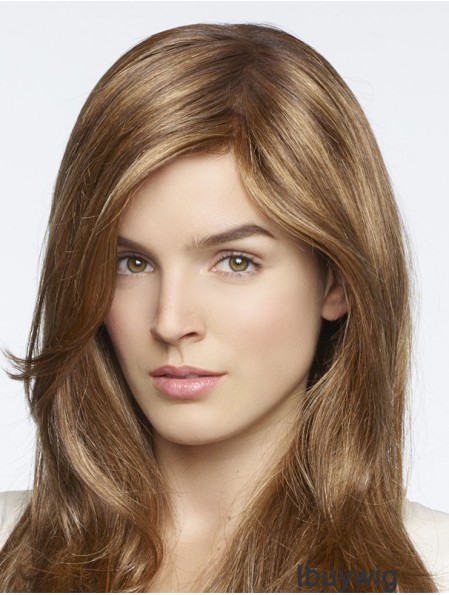 Stylish Blonde Straight With Bangs Monofilament Long Wigs