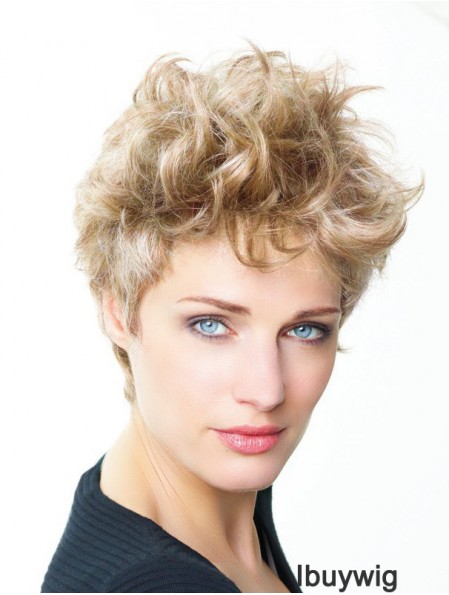 Curly Boycuts Short Blonde Trendy Lace Front Wigs