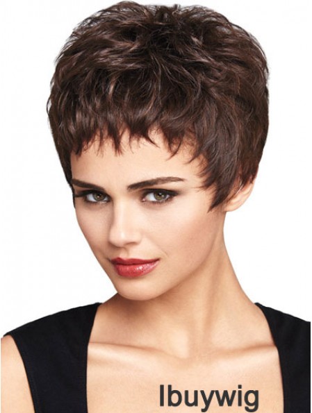 Natural Auburn Cropped Wavy Boycuts Lace Front Wigs