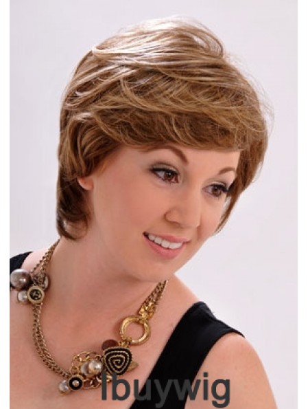 10 inch Stylish Straight With Bangs Brown Short Wigs