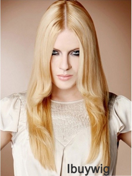 22 inch Straight Blonde 100% Hand Tied Synthetic Mono Cap Wigs
