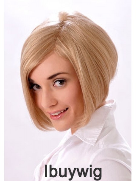 Chin Length Straight Monofilament Blonde Style Bob Wigs