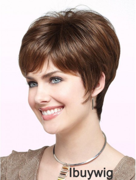 Discount Brown Short Straight Boycuts Monofilament Wigs