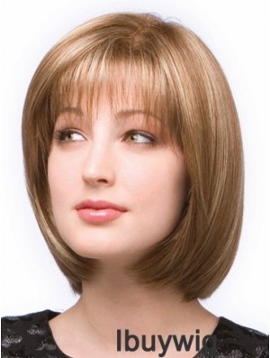 Sassy Blonde Chin Length Straight Bobs Monofilament Wigs