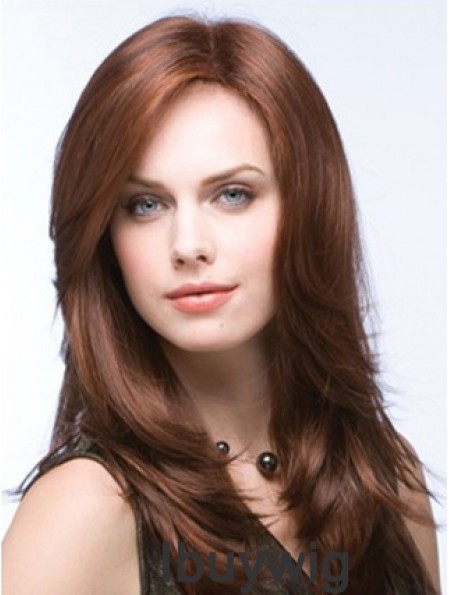 Affordable Monofilament Wigs UK Straight Style Layered Cut Auburn Color