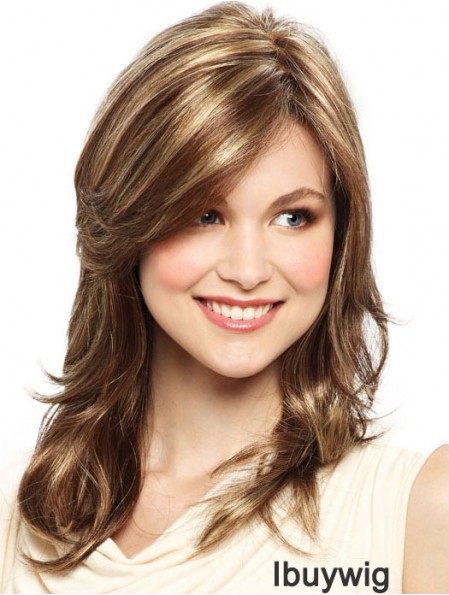 Blonde 15 inch Soft Shoulder Length Straight Layered Lace Wigs