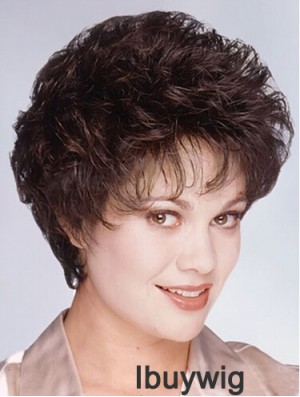 Layered Short Wavy Brown 8 inch Fashionable Monofilament Wigs