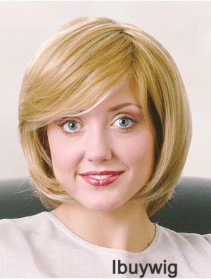 Bobs Chin Length Straight Blonde 12 inch Good Monofilament Wigs